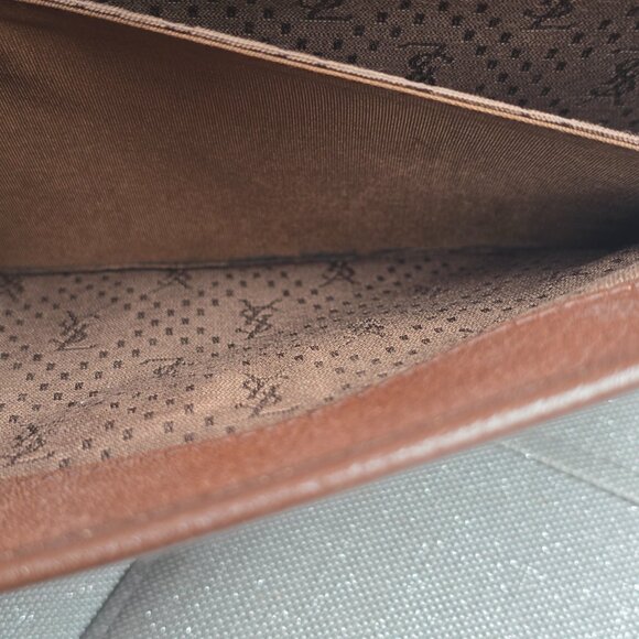 Yves Saint Laurent YSL Brown Wave Leather Clutch - Picture 6 of 13